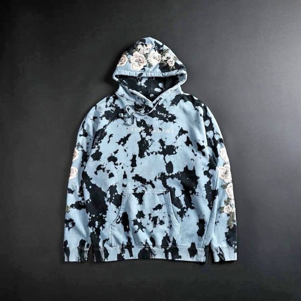 Civil Regime White Roses Hoodie Blue Mist Wash Large